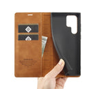 For Samsung Galaxy S22 LC.IMEEKE Soft PU + TPU Magnetic Skin-friendly Feeling Leather Phone Case(Dack Brown)