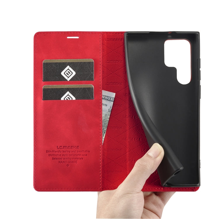 For Samsung Galaxy S22 LC.IMEEKE Soft PU + TPU Magnetic Skin-friendly Feeling Leather Phone Case(Red)