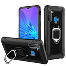 For OPPO Realme 5 Carbon Fiber Protective Case with 360 Degree Rotating Ring Holder(Black)