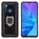 For OPPO Realme 5 Carbon Fiber Protective Case with 360 Degree Rotating Ring Holder(Black)