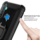 For OPPO Realme 5 Carbon Fiber Protective Case with 360 Degree Rotating Ring Holder(Black)
