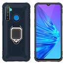 For OPPO Realme 5 Carbon Fiber Protective Case with 360 Degree Rotating Ring Holder(Blue)