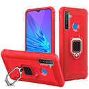 For OPPO Realme 5 Carbon Fiber Protective Case with 360 Degree Rotating Ring Holder(Red)