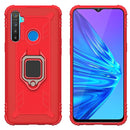 For OPPO Realme 5 Carbon Fiber Protective Case with 360 Degree Rotating Ring Holder(Red)