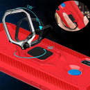 For OPPO Realme 5 Carbon Fiber Protective Case with 360 Degree Rotating Ring Holder(Red)