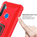 For OPPO Realme 5 Carbon Fiber Protective Case with 360 Degree Rotating Ring Holder(Red)