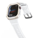 Two-color Integrated Watch Band For Apple Watch Series 7 45mm / 6&SE&5&4 44mm(White + Star Frame)