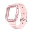 Two-color Integrated Watch Band For Apple Watch Series 7 45mm / 6&SE&5&4 44mm(Pink + Rose Pink Frame)