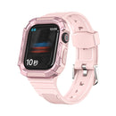 Two-color Integrated Watch Band For Apple Watch Series 7 45mm / 6&SE&5&4 44mm(Pink + Rose Pink Frame)