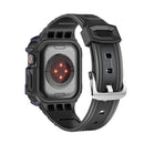 Two-color Integrated Watch Band For Apple Watch Series 7 45mm / 6&SE&5&4 44mm(Black + Dark Blue Frame)