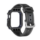 Two-color Integrated Watch Band For Apple Watch Series 7 45mm / 6&SE&5&4 44mm(Black + Dark Blue Frame)