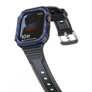Two-color Integrated Watch Band For Apple Watch Series 7 45mm / 6&SE&5&4 44mm(Black + Dark Blue Frame)