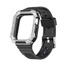Two-color Integrated Watch Band For Apple Watch Series 7 45mm / 6&SE&5&4 44mm(Black + Silver Frame)