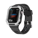 Two-color Integrated Watch Band For Apple Watch Series 7 45mm / 6&SE&5&4 44mm(Black + Silver Frame)
