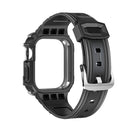 Two-color Integrated Watch Band For Apple Watch Series 7 45mm / 6&SE&5&4 44mm(Black + Silver Frame)