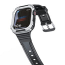 Two-color Integrated Watch Band For Apple Watch Series 7 45mm / 6&SE&5&4 44mm(Black + Silver Frame)