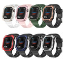 Two-color Integrated Watch Band For Apple Watch Series 7 45mm / 6&SE&5&4 44mm(Black + Dark Blue Frame)