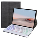 For Microsoft Surface Go 3 / 2 / 1 SFGOS Tri-color Backlit Tree Texture Bluetooth Keyboard Leather Case(Black + White)