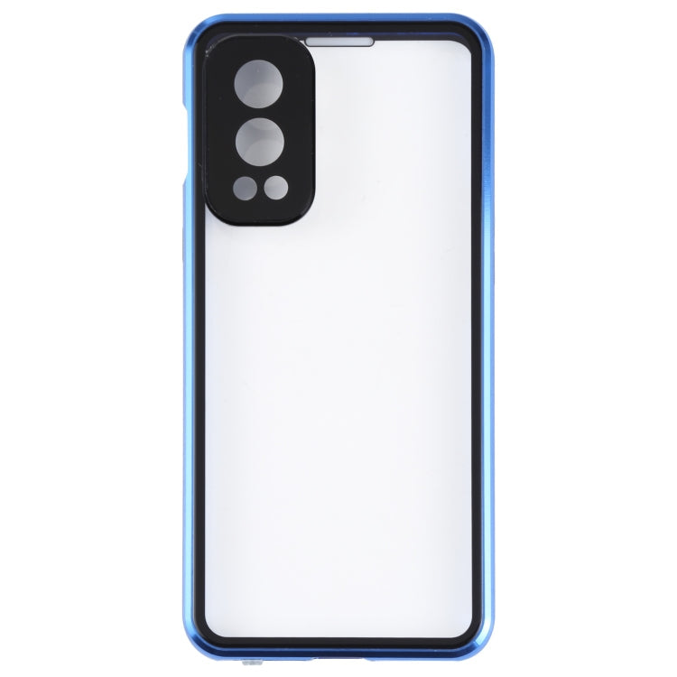 For OnePlus Nord 2 5G Full Cover Magnetic Metal Tempered Glass Phone Case(Blue)
