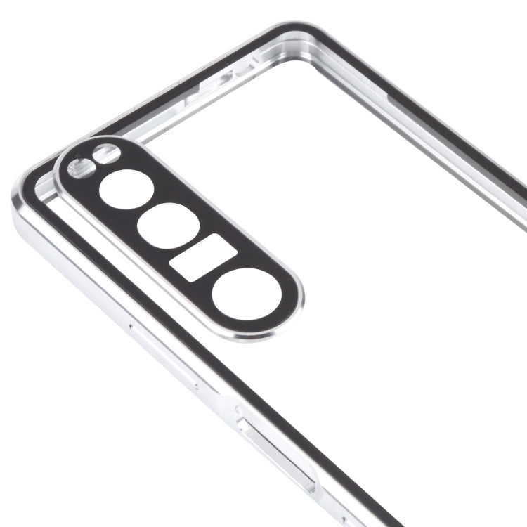 For Sony Xperia 1 III HD Magnetic Metal Tempered Glass Phone Case(Silver)