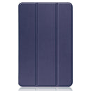 For Nokia T20 Three-folding Holder Custer Texture Leather Tablet Case(Dark Blue)
