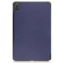 For Nokia T20 Three-folding Holder Custer Texture Leather Tablet Case(Dark Blue)
