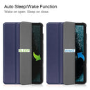 For Nokia T20 Three-folding Holder Custer Texture Leather Tablet Case(Dark Blue)