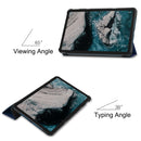For Nokia T20 Three-folding Holder Custer Texture Leather Tablet Case(Dark Blue)
