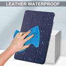 For Nokia T20 Three-folding Holder Custer Texture Leather Tablet Case(Dark Blue)