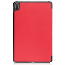 For Nokia T20 Three-folding Holder Custer Texture Leather Tablet Case(Red)