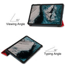 For Nokia T20 Three-folding Holder Custer Texture Leather Tablet Case(Red)