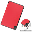For Nokia T20 Three-folding Holder Custer Texture Leather Tablet Case(Red)