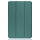 For Nokia T20 Three-folding Holder Custer Texture Leather Tablet Case(Dark Green)