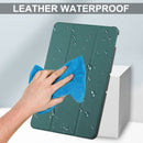 For Nokia T20 Three-folding Holder Custer Texture Leather Tablet Case(Dark Green)