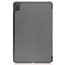 For Nokia T20 Three-folding Holder Custer Texture Leather Tablet Case(Grey)