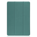 For TCL Tab 10s Three-folding Holder Custer Texture Leather Tablet Case(Dark Green)