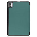 For TCL Tab 10s Three-folding Holder Custer Texture Leather Tablet Case(Dark Green)