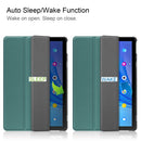 For TCL Tab 10s Three-folding Holder Custer Texture Leather Tablet Case(Dark Green)