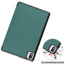 For TCL Tab 10s Three-folding Holder Custer Texture Leather Tablet Case(Dark Green)