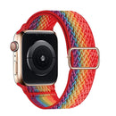 W Texture Nylon Strap For Apple Watch Series 7 45mm / 6&SE&5&4 44mm / 3&2&1 42mm(Rainbow)