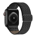 W Texture Nylon Strap For Apple Watch Series 7 45mm / 6&SE&5&4 44mm / 3&2&1 42mm(Black Rainbow)