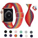 W Texture Nylon Strap For Apple Watch Series 7 45mm / 6&SE&5&4 44mm / 3&2&1 42mm(Rainbow)