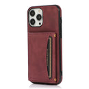 Three-fold Leather Phone Case with Card Slot & Wallet & Holder For iPhone 13 Pro Max(Wine Red)