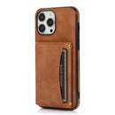 Three-fold Leather Phone Case with Card Slot & Wallet & Holder For iPhone 13 Pro Max(Brown)