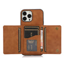 Three-fold Leather Phone Case with Card Slot & Wallet & Holder For iPhone 13 Pro Max(Brown)