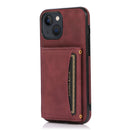 Three-fold Leather Phone Case with Card Slot & Wallet & Holder For iPhone 13 Pro(Wine Red)