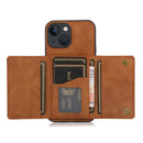 Three-fold Leather Phone Case with Card Slot & Wallet & Holder For iPhone 13 Pro(Brown)