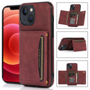 Three-fold Leather Phone Case with Card Slot & Wallet & Holder For iPhone 13(Wine Red)