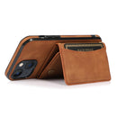 Three-fold Leather Phone Case with Card Slot & Wallet & Holder For iPhone 13(Brown)