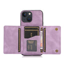 Three-fold Leather Phone Case with Card Slot & Wallet & Holder For iPhone 13(Purple)